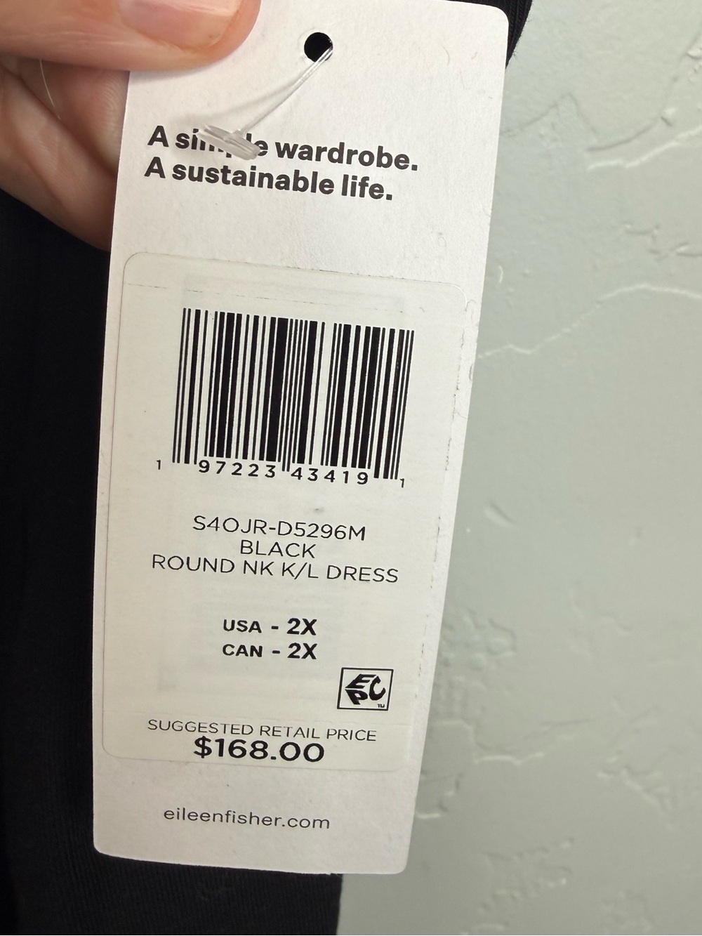 NWT Eileen Fisher Pima Cotton Stretch Jersey Tank Dress w/ Pockets Dress Size 2X - Picture 7 of 11